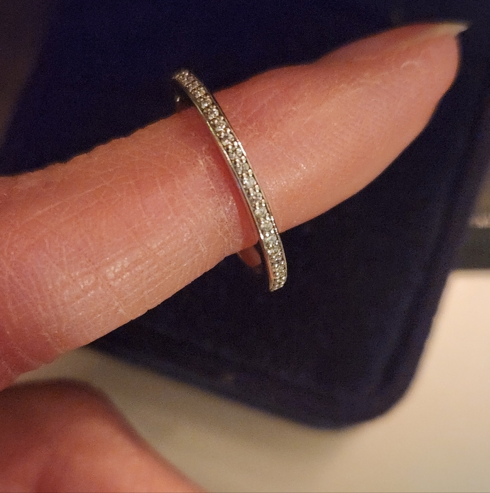 14kt Delicate Pav Diamond Stackable Ring - image 2